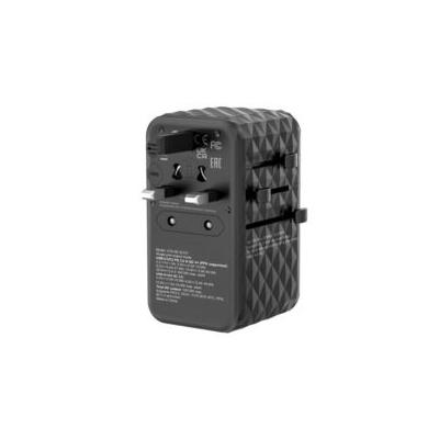 VERBATIM 32121 CHR UTA-06 GaN III Universal Travel Adapter with 2xUSB-C PD 100W QC 4+